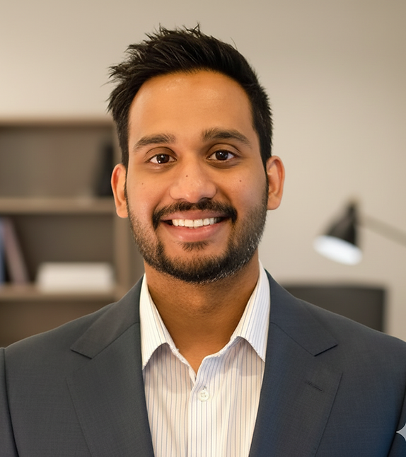 Dr. Rishi Patel, DO, smiling in professional attire, representing Canvas Outpatient, PLLC's commitment to personalized mental health care.